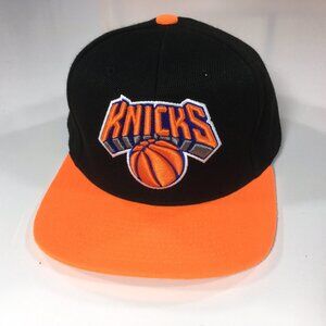 New York Knicks Snapback Hat Mitchell & Ness Black Orange Polyester